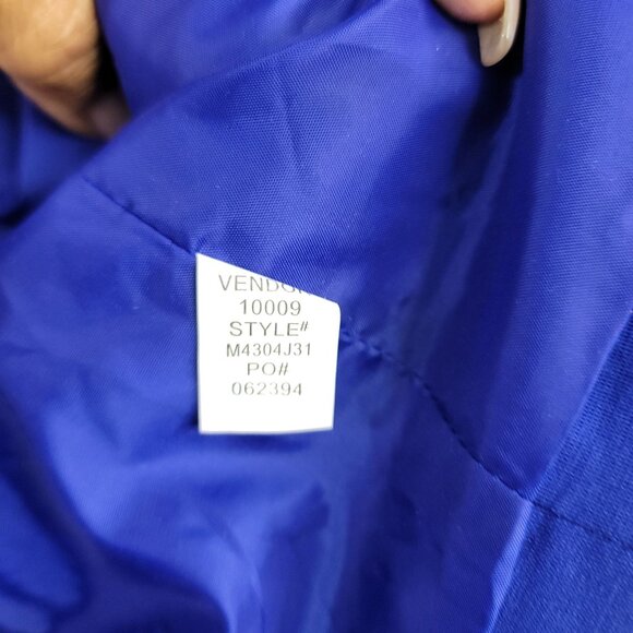 Multiples Ruffle-Front Button Blazer Size L Marine Blue Stylish Layering New - Picture 10 of 14